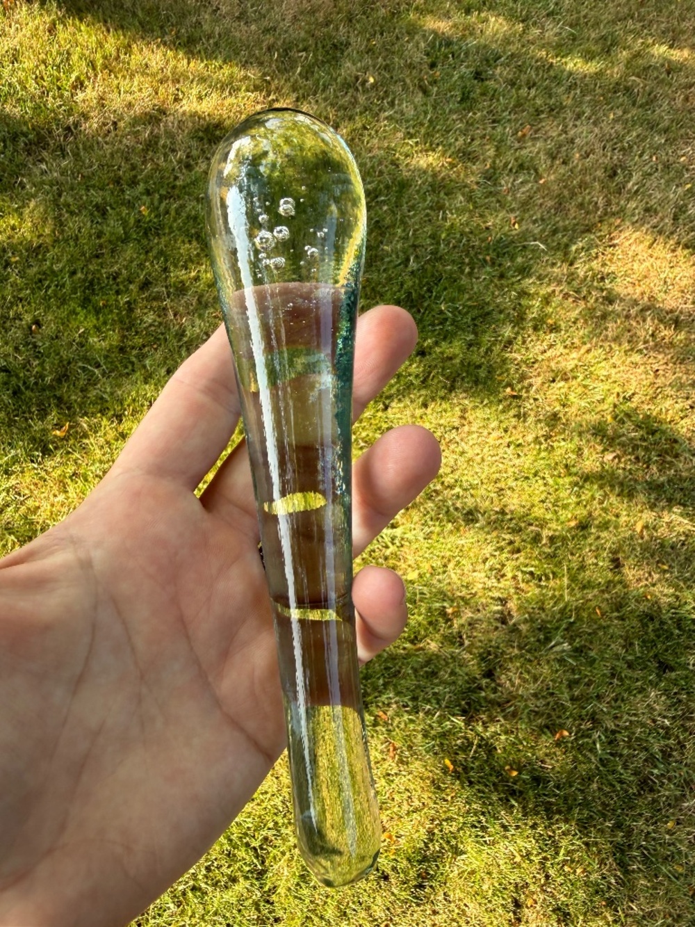 Vintage Handblown Handmade Solid Glass Controlled Bubbles Pestle 7.5” Rod.